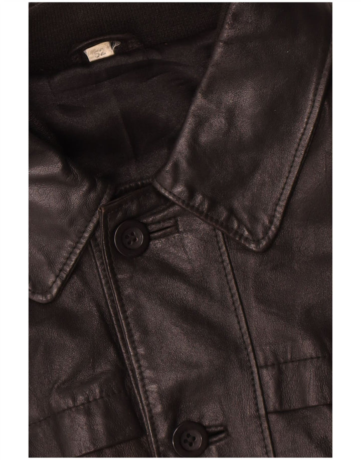 Chaqueta de cuero vintage para hombre IT 52 XL cuero negro
