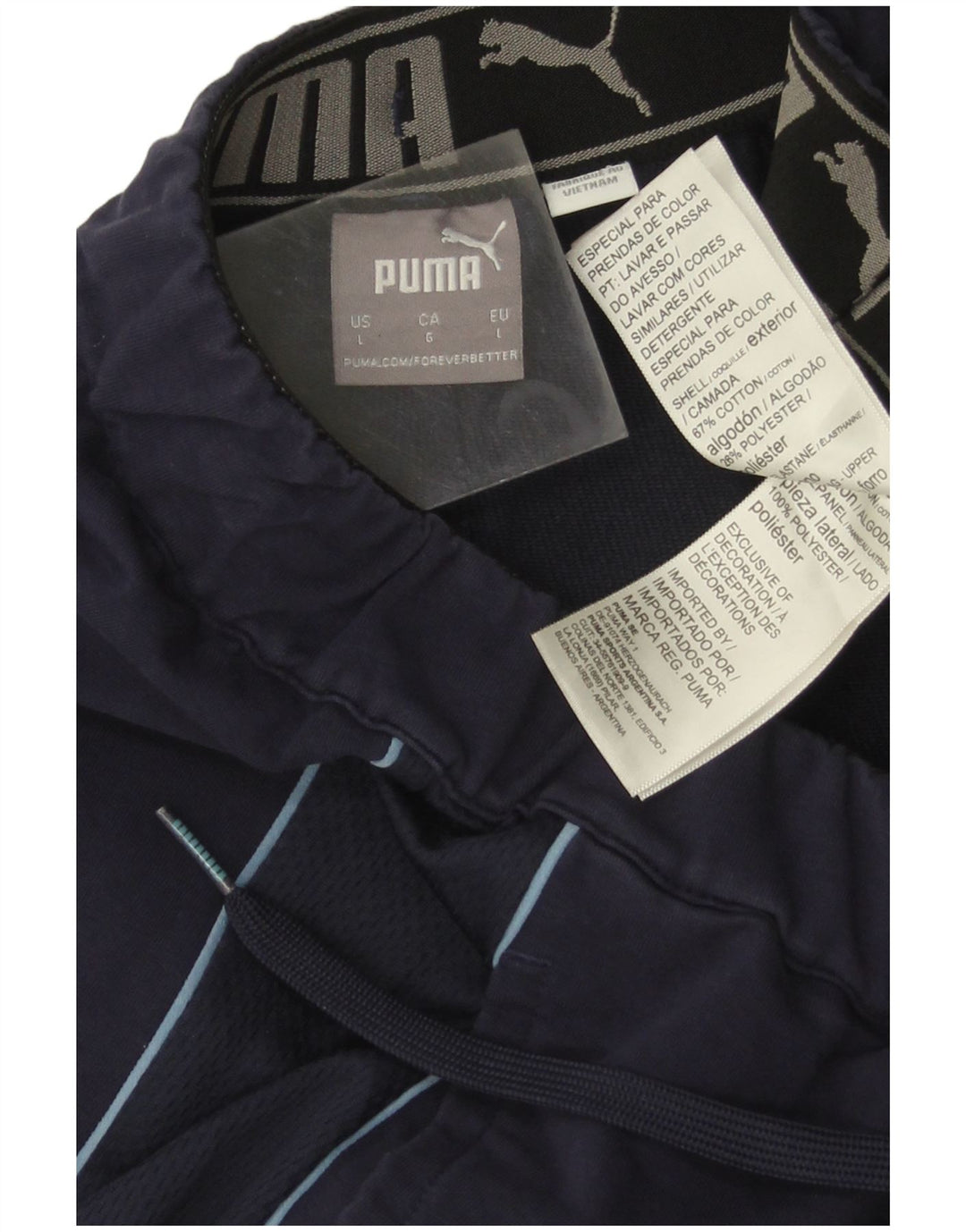 PUMA Pantalones cortos deportivos para hombre, tamaño grande, algodón azul marino