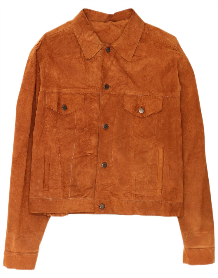 Conbipel Chaqueta Bomber De Ante Para Hombre IT 48 Cuero Marrón Medio Clásico