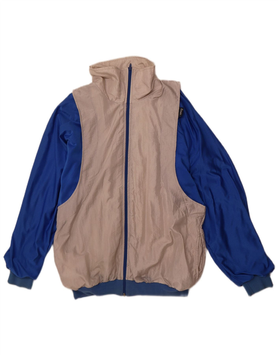 VINTAGE Chaqueta superior de chándal de corte holgado para hombre IT 50 Bloque de color gris medio