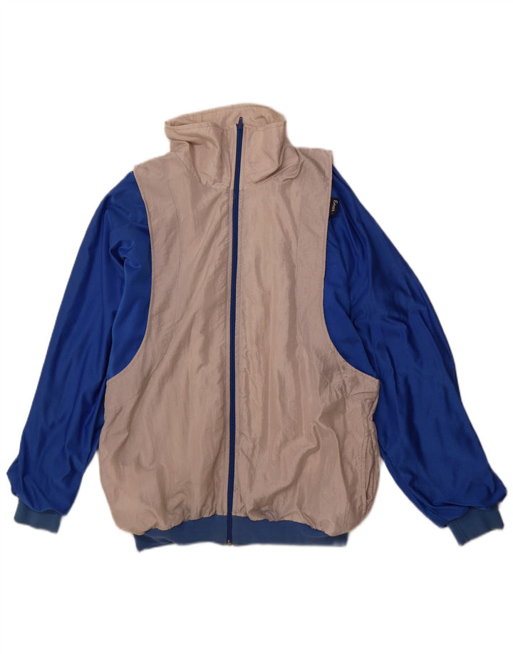VINTAGE Chaqueta superior de chándal de corte holgado para hombre IT 50 Bloque de color gris medio
