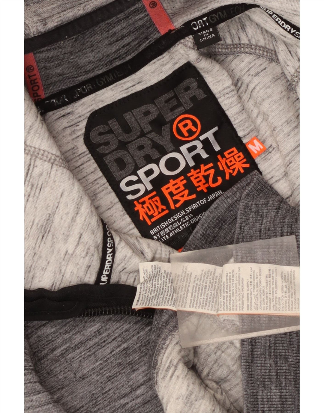Superdry Sudadera con capucha y cremallera gráfica para hombre Poliéster moteado en gris medio