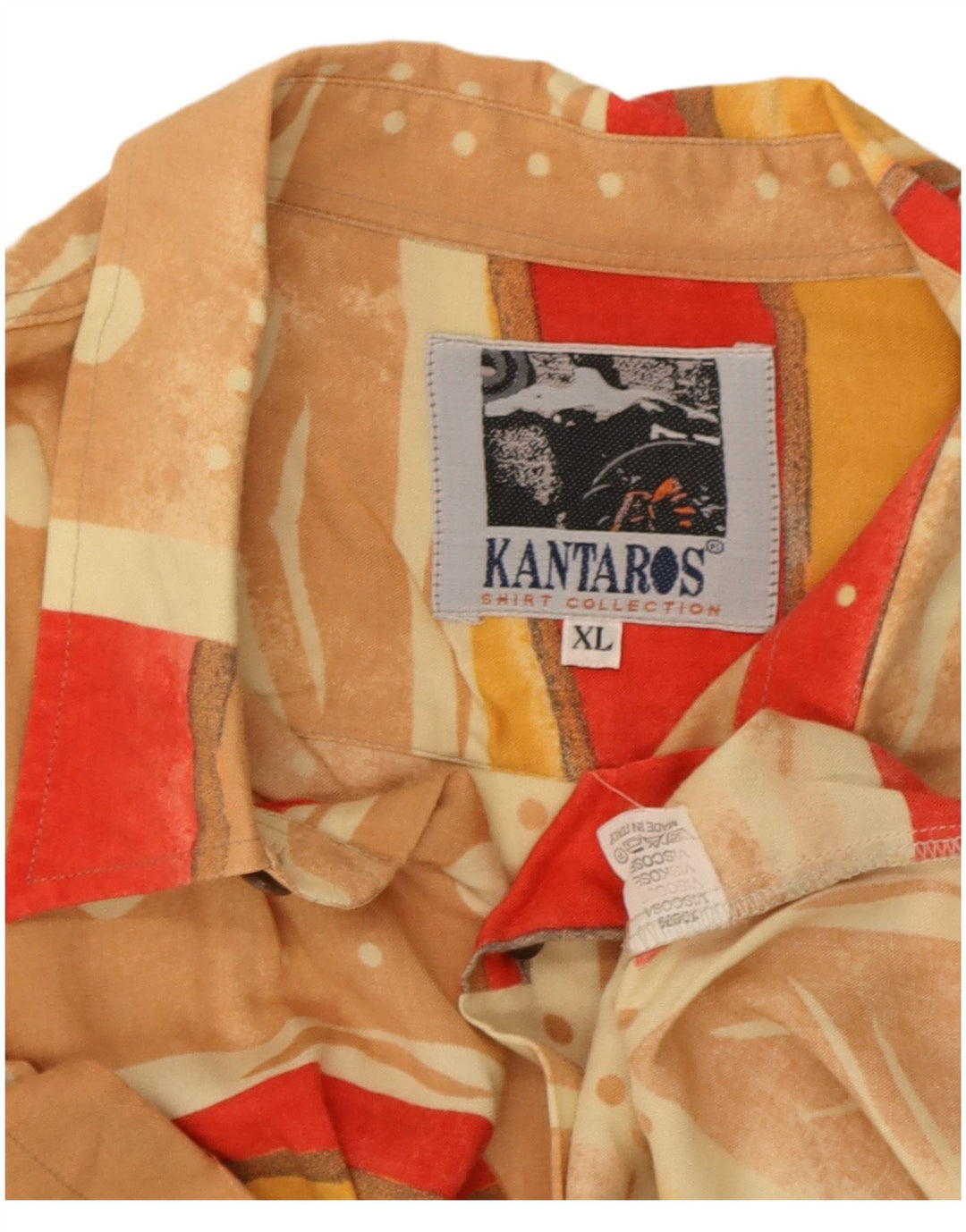 Kantaros Camisa Manga Corta Hombre XL Viscosa Patchwork Multicolor