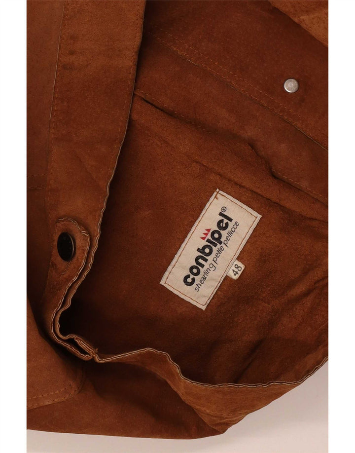 Conbipel Chaqueta Bomber De Ante Para Hombre IT 48 Cuero Marrón Medio Clásico
