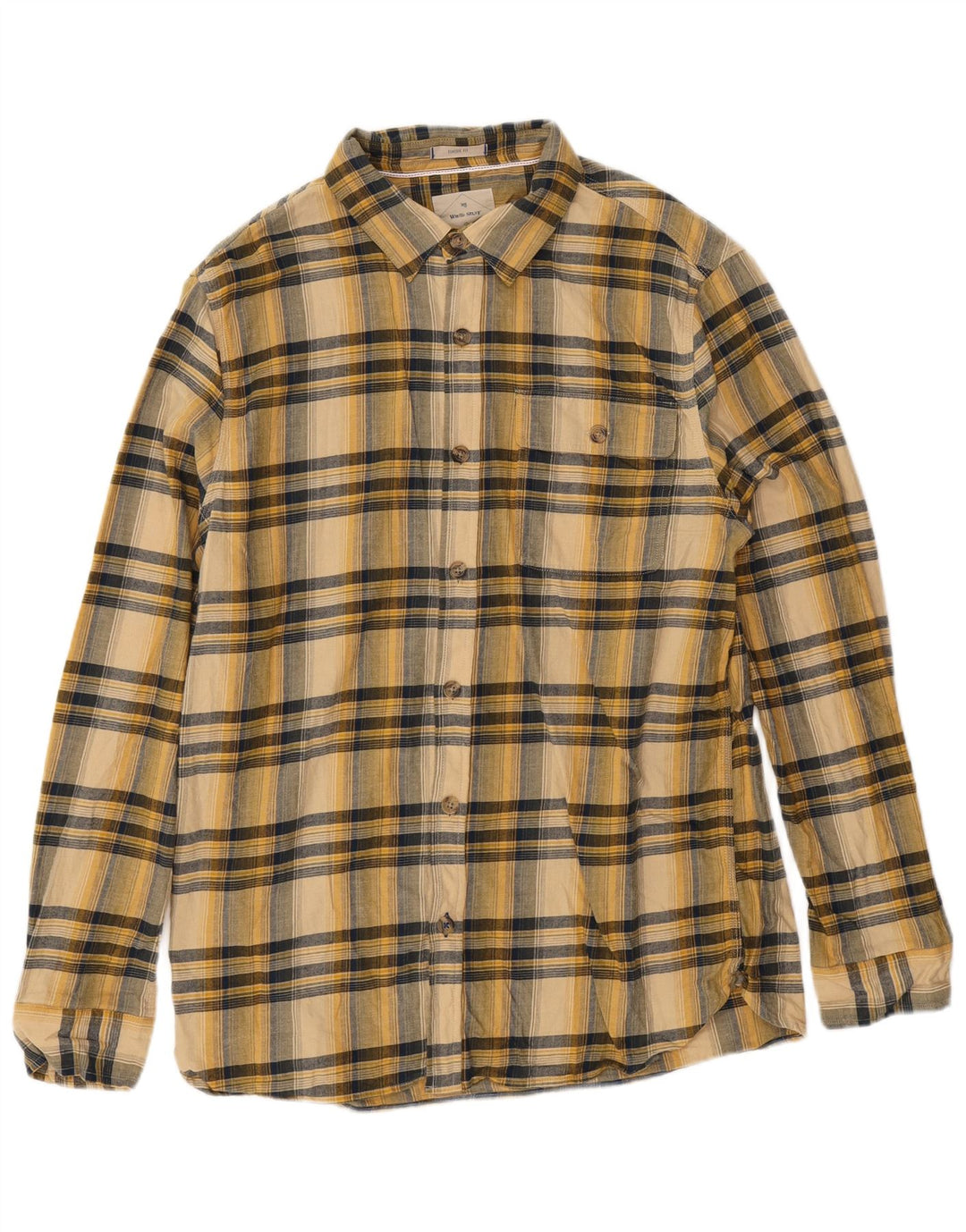 Camisa de franela para hombre de White Stuff de algodón a cuadros amarillos grandes