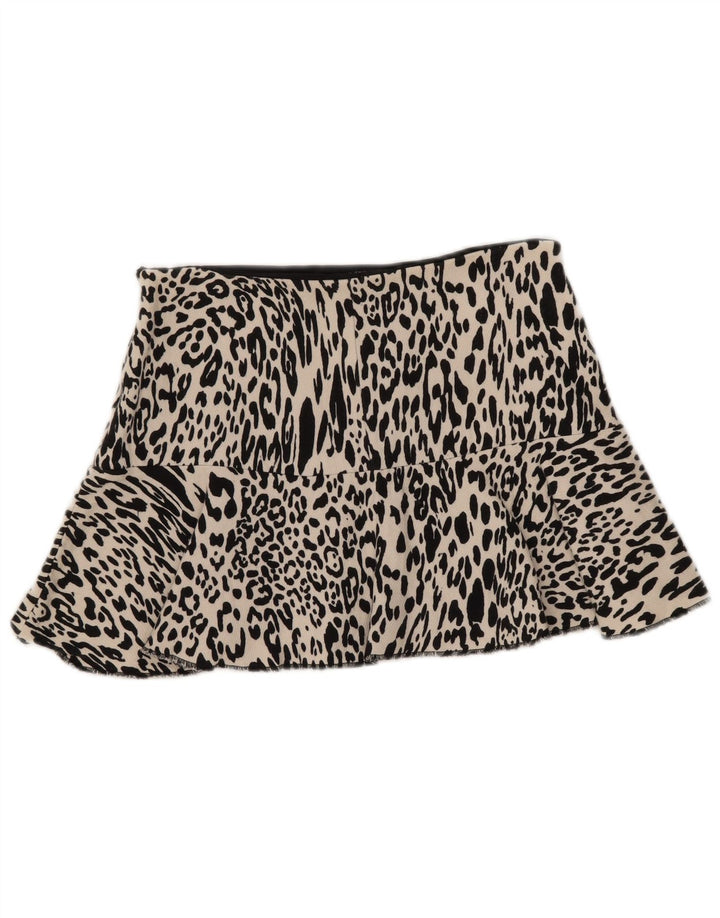 Minifalda Zara Mujer Mediana W28 Estampado Animal Blanco Roto
