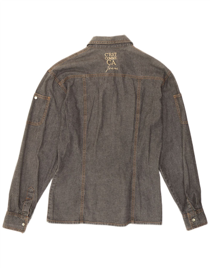 C'EST COMMECA Camisa vaquera para mujer UK 46 Grande Gris