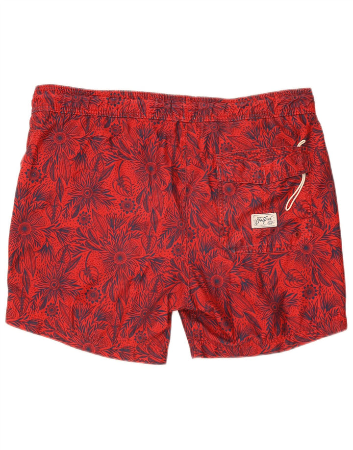 FAT FACE Bañador para hombre con estampado floral rojo grande