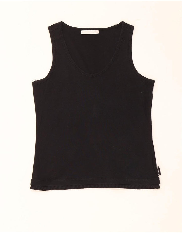 CHAMPION Top corto sin mangas para mujer Reino Unido 12 Algodón negro mediano