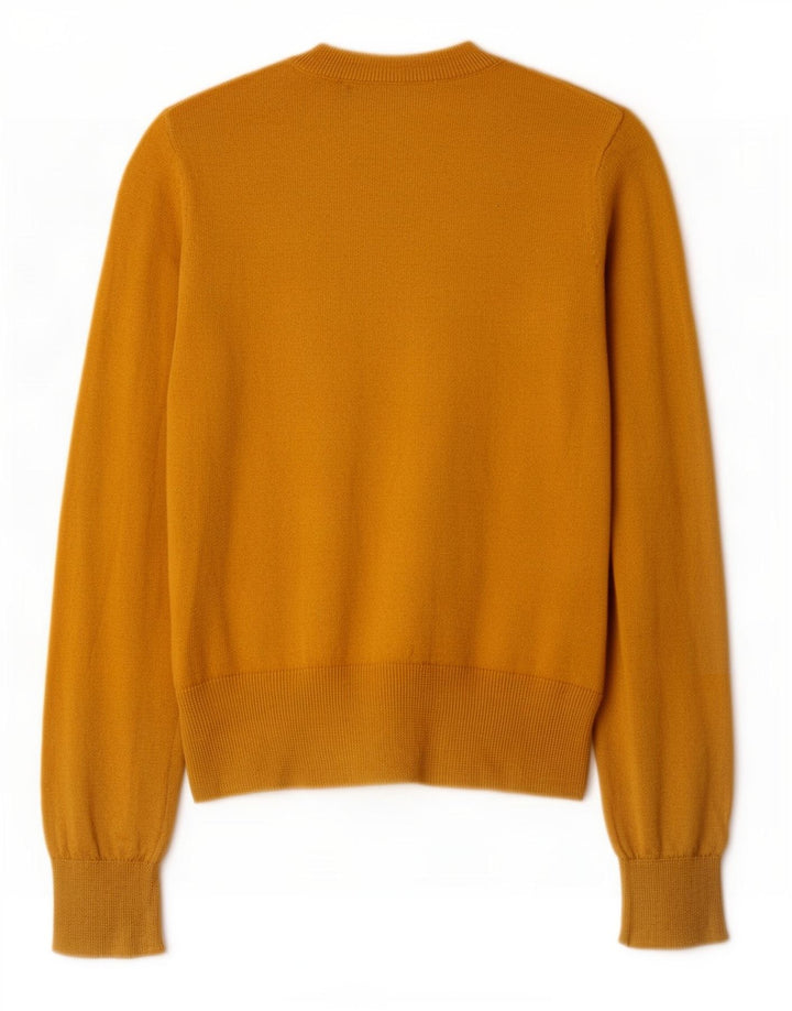 Zara Mujer Crop Crew Neck Jumper Sweater UK 10 Small Amarillo Poliéster