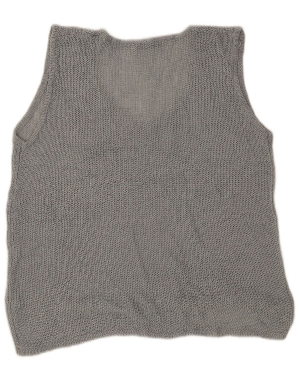 Zara Mujer Camiseta Sin Mangas De Gran Tamaño Reino Unido 44 Acrílico Gris Medio