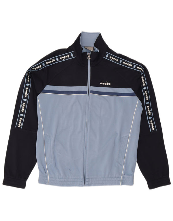 Diadora Mens Graphic Chándal Top Chaqueta UK 36 Small Azul Marino Colorblock