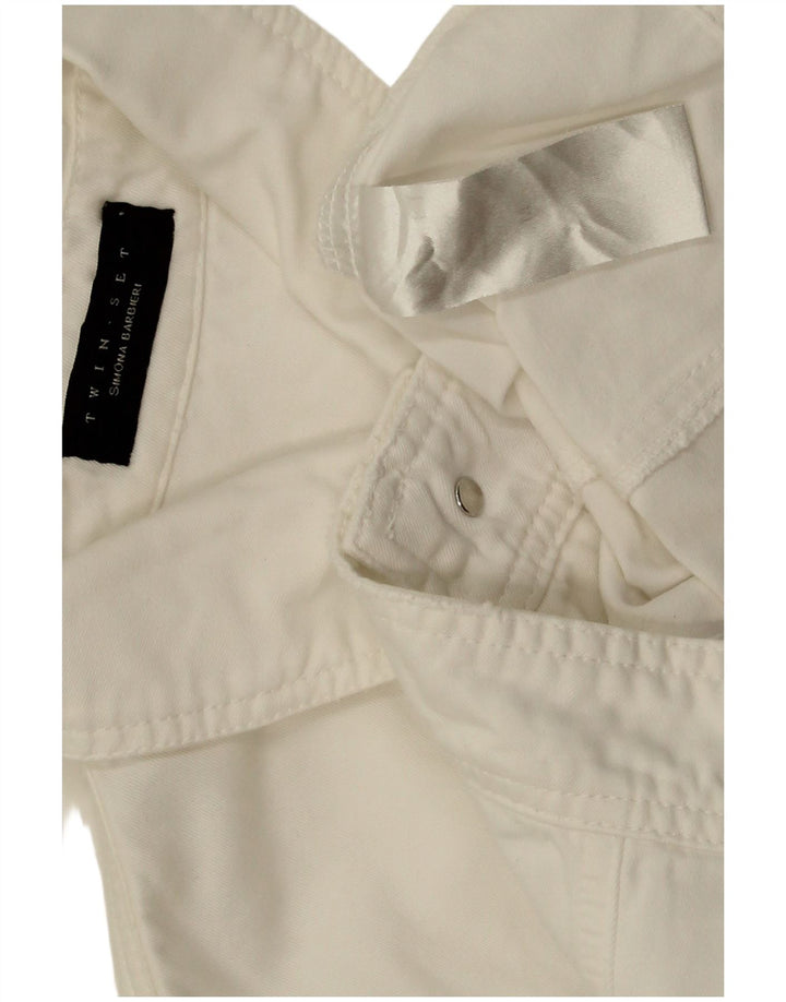 Twin-Set Chaqueta vaquera corta para mujer UK 42 Medium White