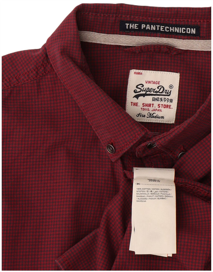 Camisa Superdry para hombre de algodón a cuadros en color burdeos mediano