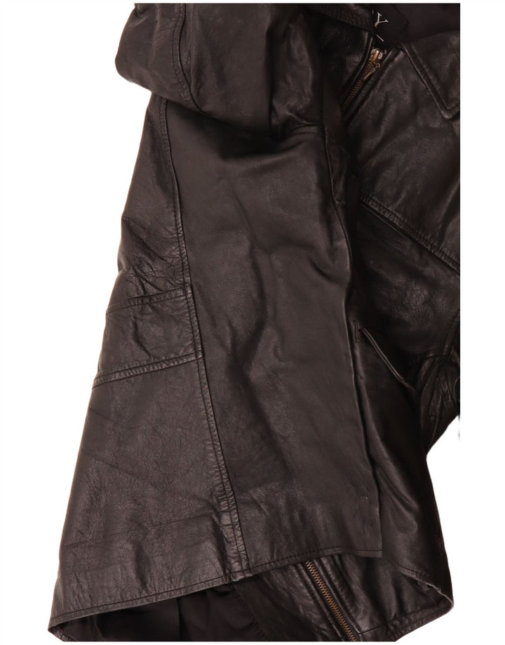 JOY Womens Oversized Leather Jacket IT 44 Medium Black Leather