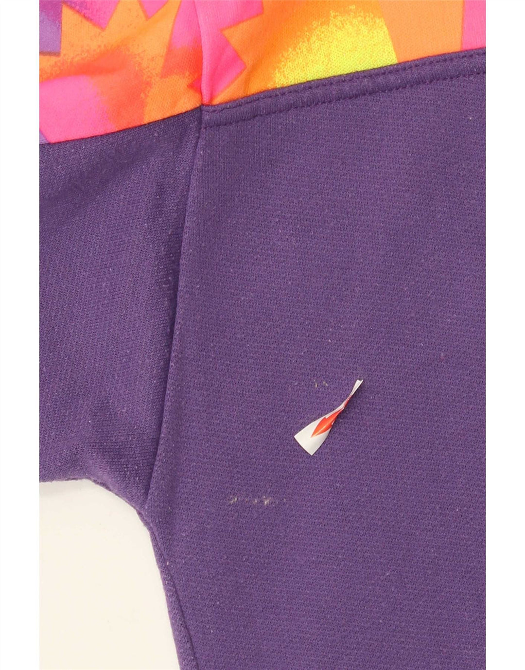 Vintage hombres zip cuello sudadera jumper medio púrpura geométrico