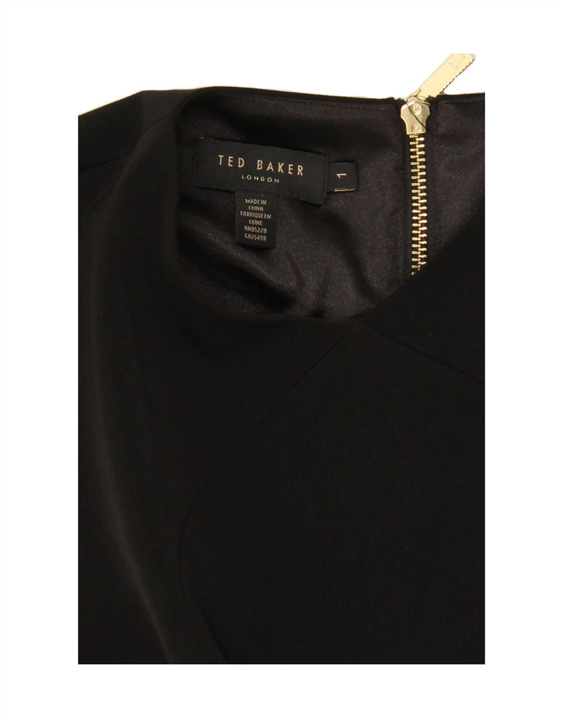 TED BAKER Womens Sleeveless A-Line Dress Size 1 XS Black Floral Polyester Vintage Ted Baker and Second-Hand Ted Baker from Messina Hembry 