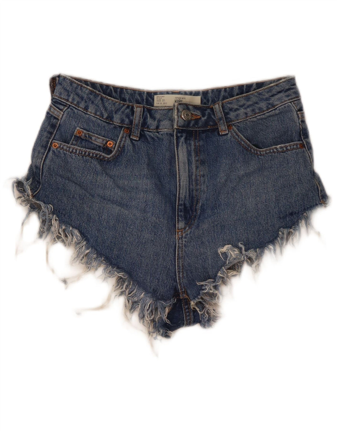 TOPSHOP Pantalones cortos de mezclilla Kiri para mujer UK 10 Small W28 Poliéster azul