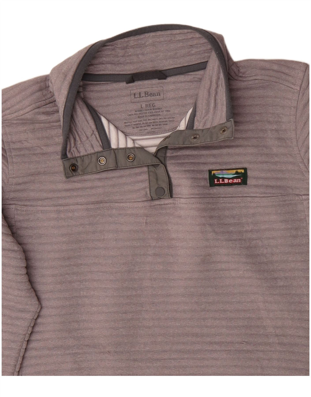 L.L.Bean Sudadera con Cuello y Botones para Mujer UK 46 Poliéster Gris Grande