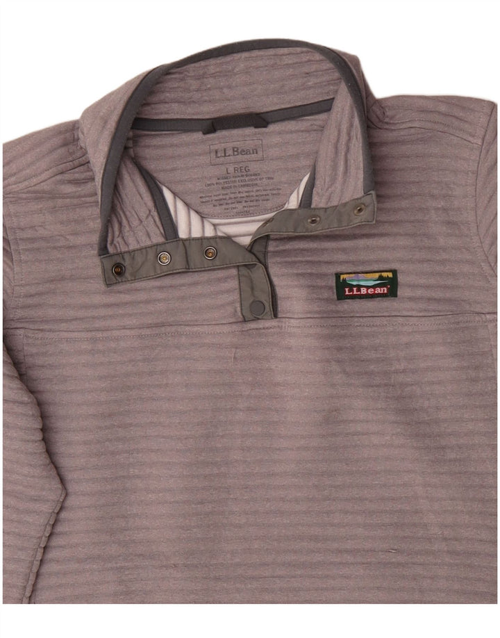 L.L.Bean Sudadera con Cuello y Botones para Mujer UK 46 Poliéster Gris Grande