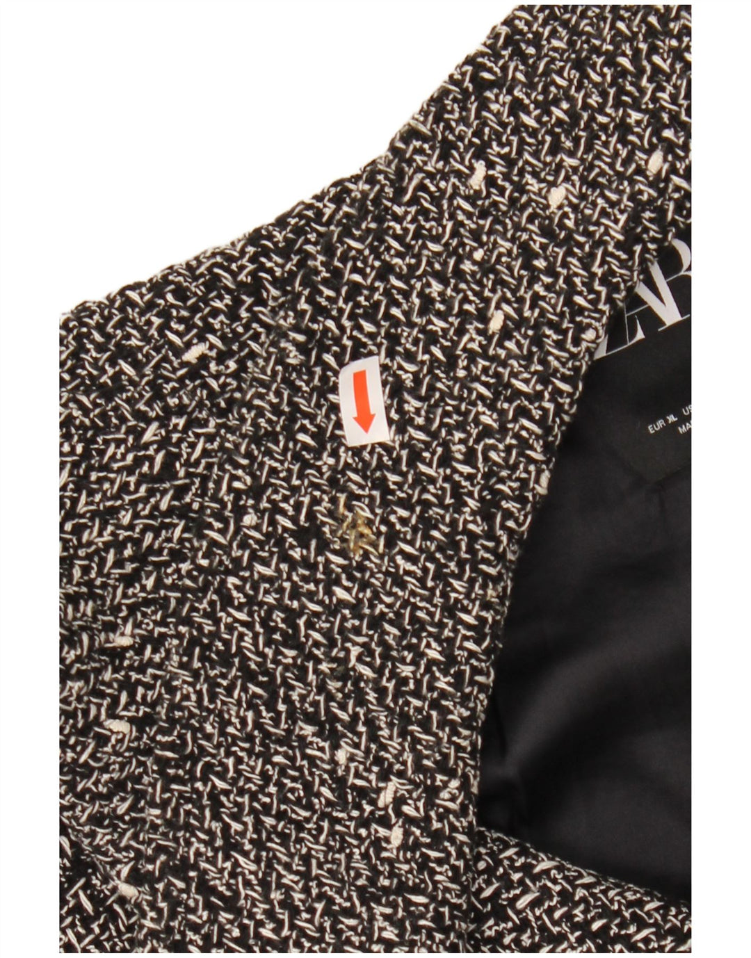 ZARA Mujer Chaqueta Corta Extragrande UK 40 XL Negro Moteado