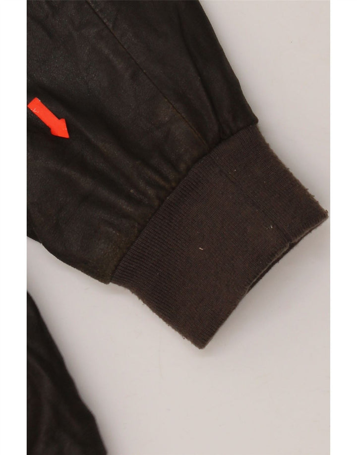 Gimo's Chaqueta Bomber de Cuero para Hombre UK 38 Cuero Marrón Medio