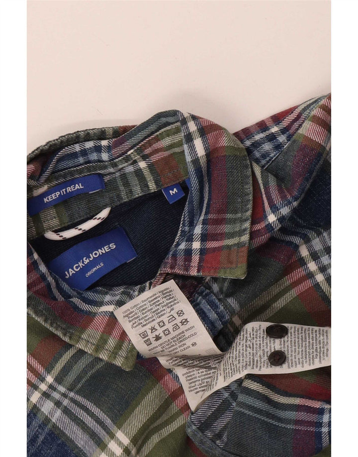 Jack & Jones Hombre Camisa De Franela De Algodón A Cuadros Verde Medio