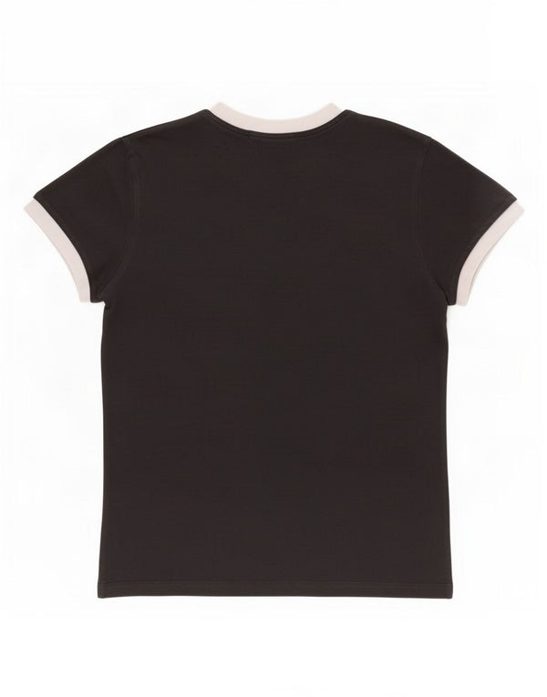 Adidas Camiseta Mujer Top UK 8 Small Negro Colorblock Algodón