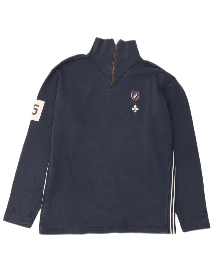 Asics Hombre Zip Neck Sudadera Jumper Small Azul Marino