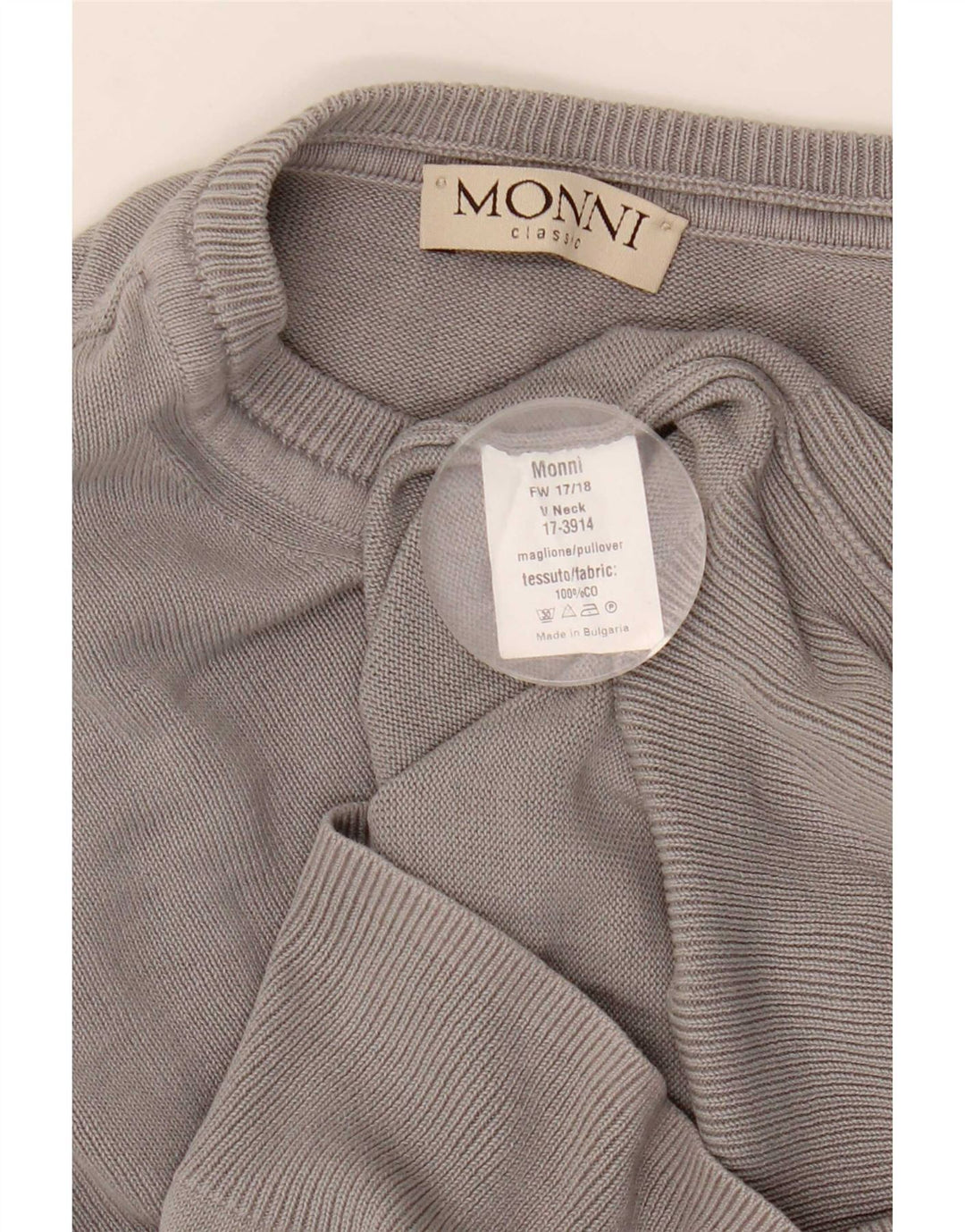 Vintage hombres V-cuello jumper suéter grande gris algodón