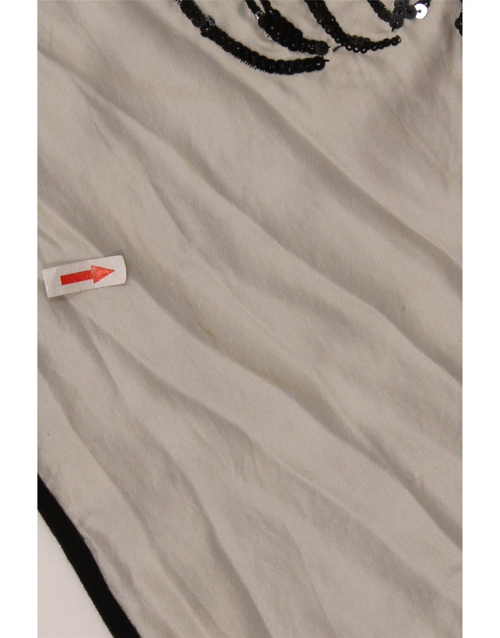 ICEBERG Blusa gráfica para mujer Top UK 8 Small Off White Colorblock