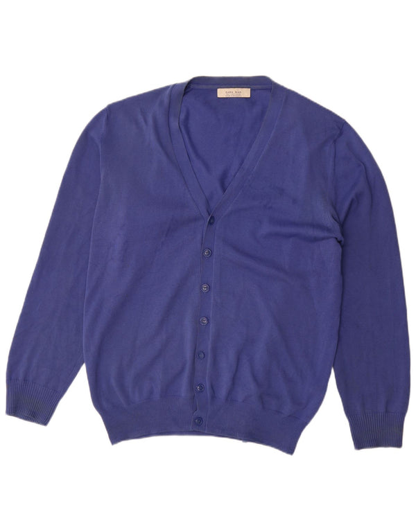 Zara Hombre Cárdigan Suéter Grande Azul