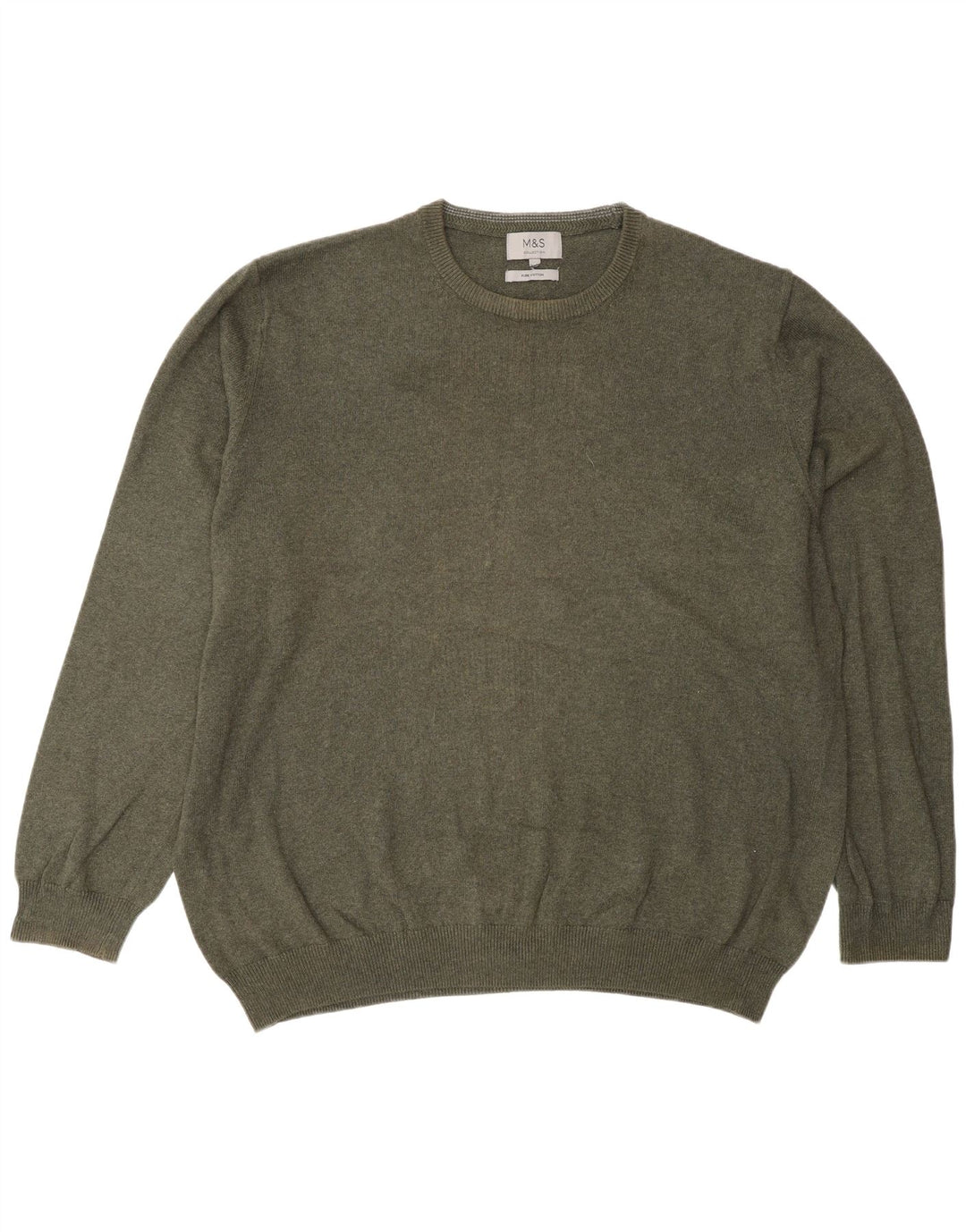 Marks & Spencer - Jersey de cuello redondo para hombre, talla 2XL, algodón verde