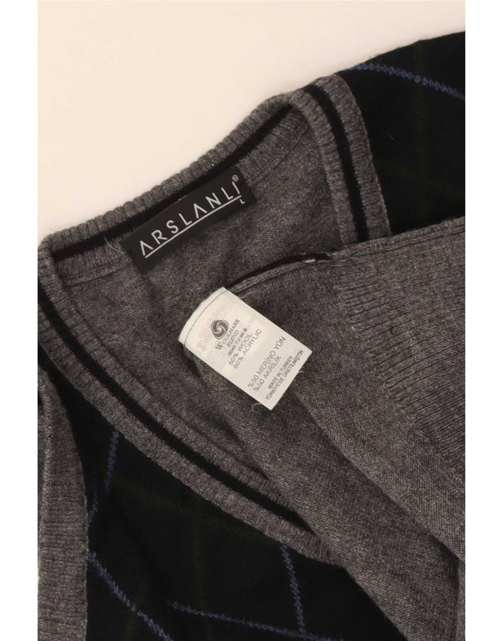Arslanli Chaleco para hombre Camiseta sin mangas Grande Azul marino Argyle/Lana de diamante