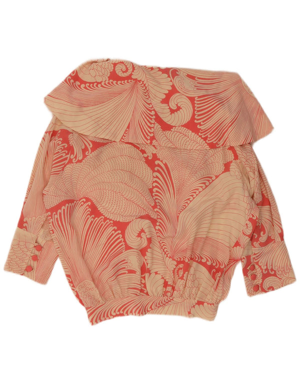 Vintage mujer 3/4 manga camisa blusa Reino Unido 16 grande rojo Paisley
