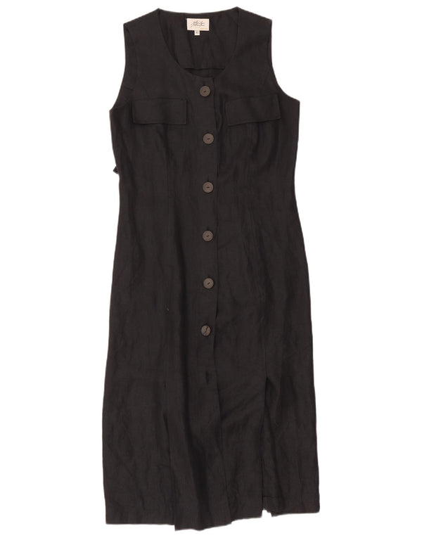 Vestido camisero vintage sin mangas para mujer IT 42 Espiga mediana negra