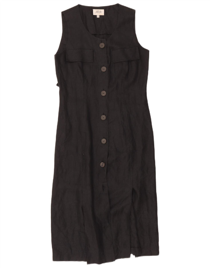 Vestido camisero vintage sin mangas para mujer IT 42 Espiga mediana negra