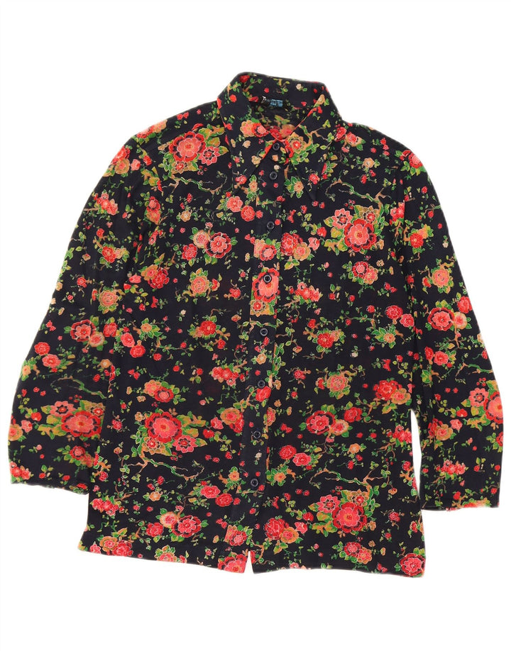AMBASSADOR Camisa para mujer UK 10 Small Azul marino Floral