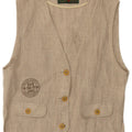 Vintage mujer chaleco Reino Unido 8 pequeño lino beige