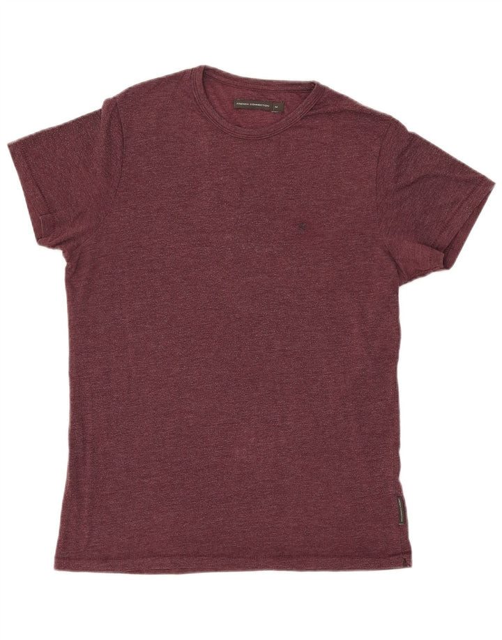 FRENCH CONNECTION Camiseta para hombre Top Medium Borgoña Algodón