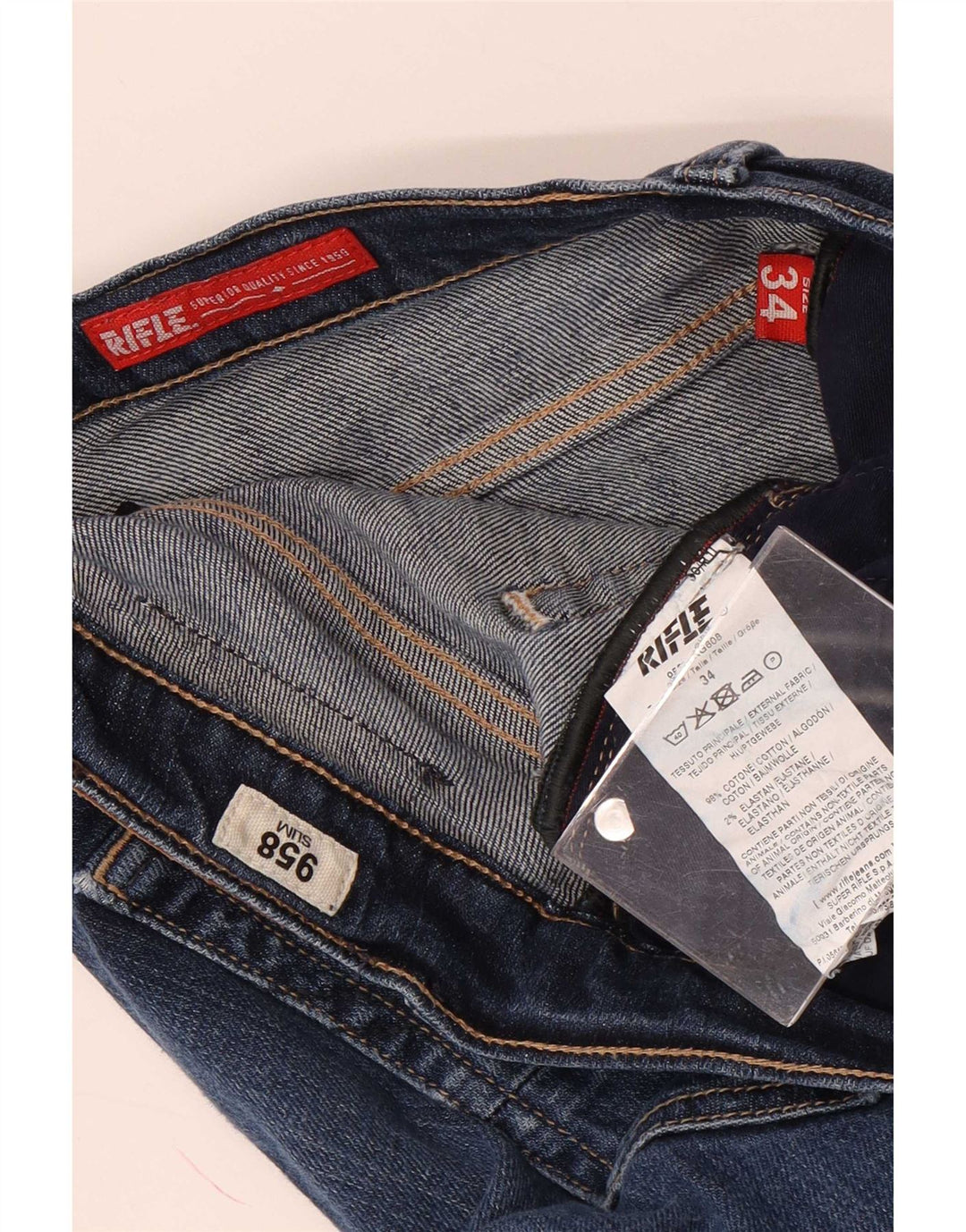 Vaqueros ajustados para hombre Rifle W34 L33 Algodón azul