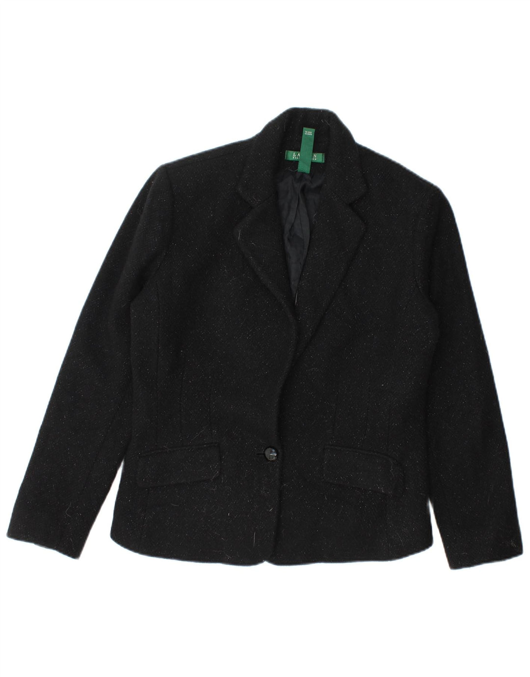 Ralph Lauren Chaqueta Blazer de Manga 3/4 con 1 botón para Mujer US 6 Mediano Negro