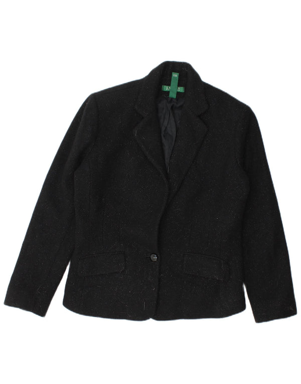 Ralph Lauren Chaqueta Blazer de Manga 3/4 con 1 botón para Mujer US 6 Mediano Negro