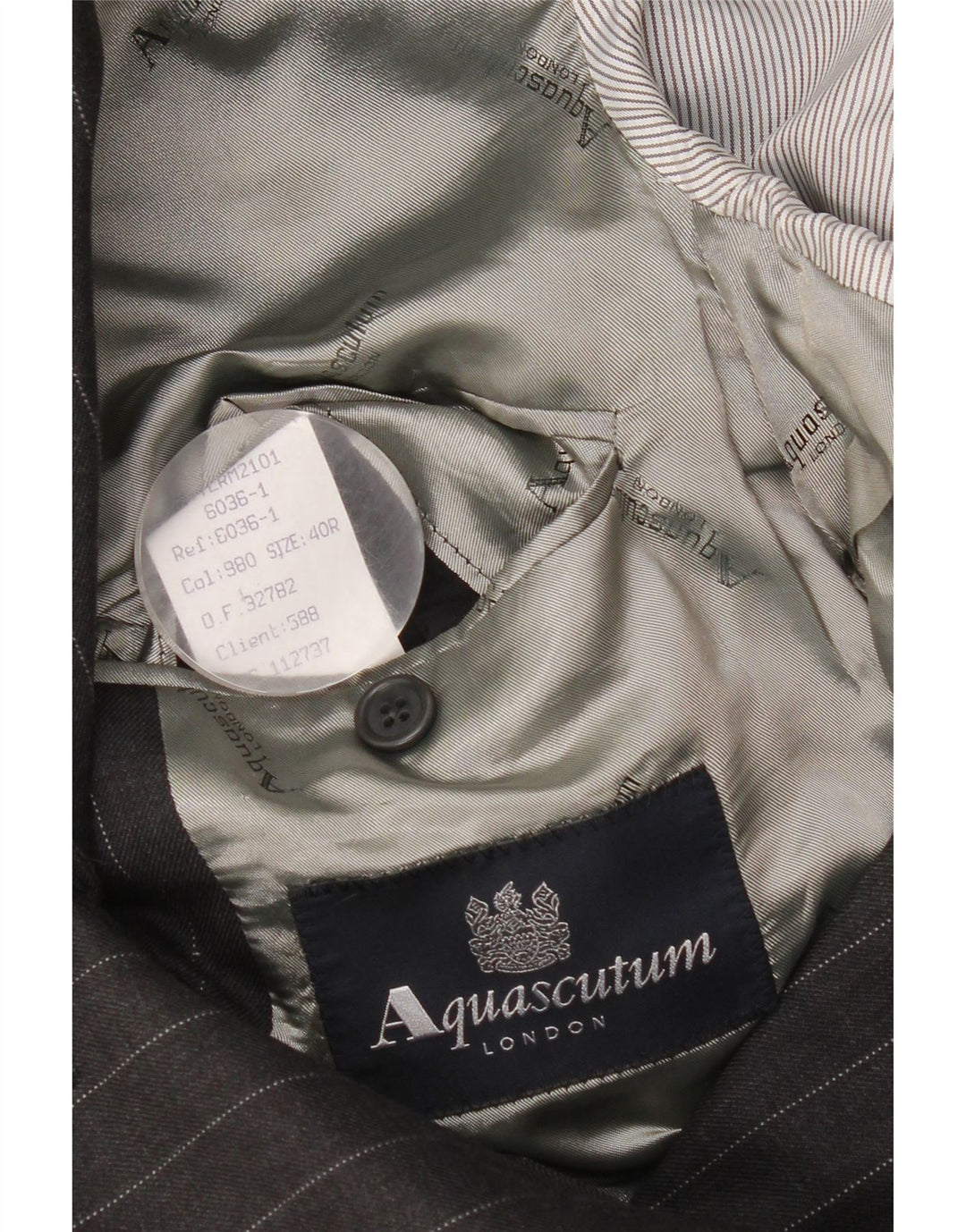 Aquascutum Chaqueta tipo blazer de 3 botones para hombre UK 40 Grande Lana gris a rayas