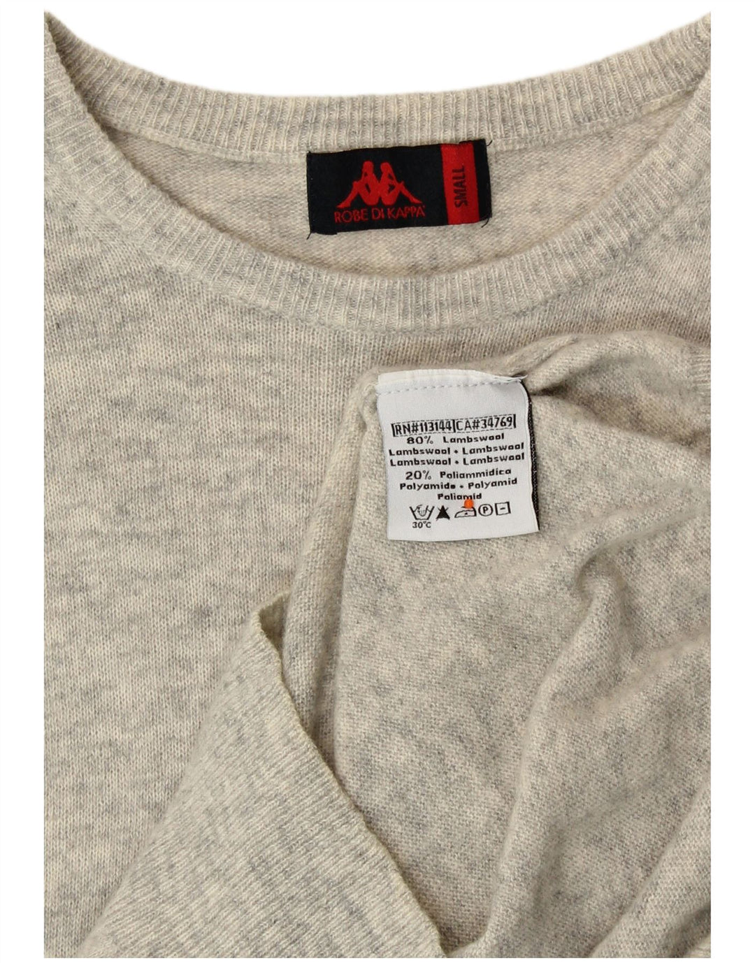 KAPPA Jersey con cuello barco para hombre, suéter pequeño de lana de cordero moteada en gris