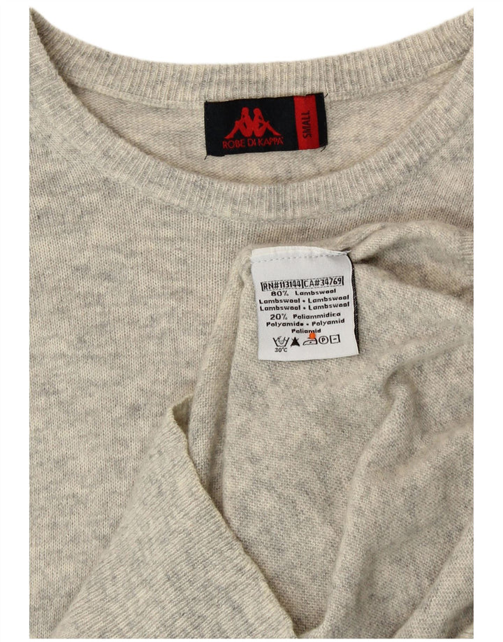 KAPPA Jersey con cuello barco para hombre, suéter pequeño de lana de cordero moteada en gris