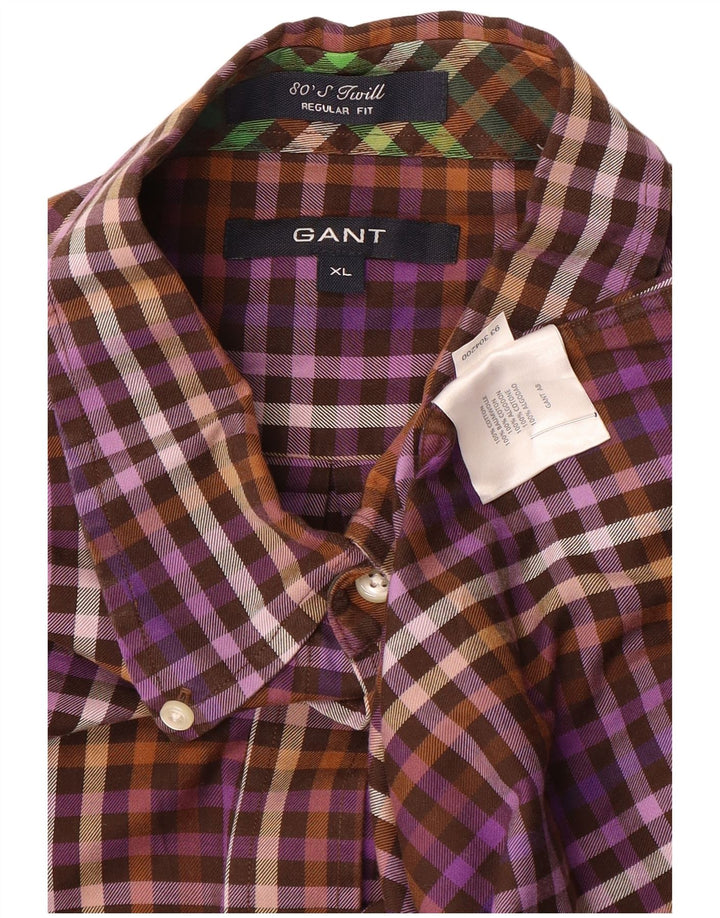 Gant Camisa Regular Fit XL De Algodón A Cuadros Morado Hombre