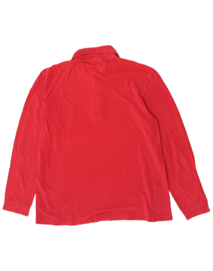 Lacoste Polo de manga larga para hombre talla 4 mediano algodón rojo
