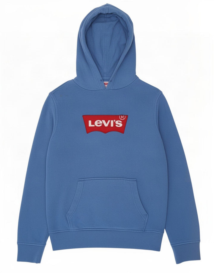 Levi's Jersey con capucha gráfica para hombre, talla pequeña, azul