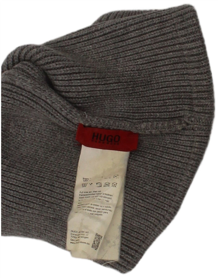 Hugo Boss Gorro de punto para hombre Talla única Logotipo gris